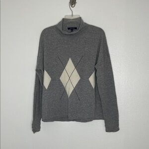 SWTR Gray Fine Wool & Cashmere Mock Neck Fair Isle Sweater Size Medium